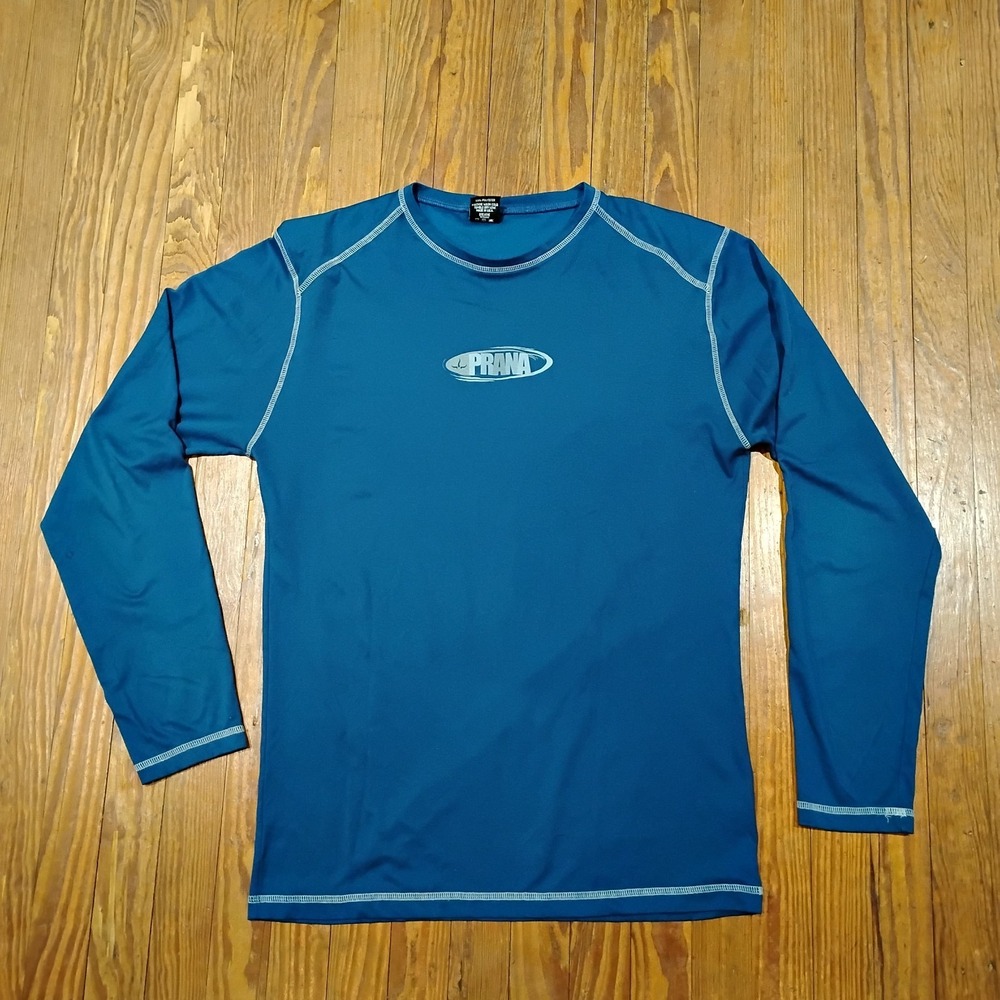 Vintage Prana Shirt Mens XL Blue Performance Stretch Beach Surf Nautical USA 90s